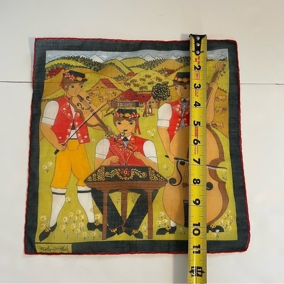 Vintage Fisba Stoffels Musical Trio 10.5” Scarf Handkerchief - Picture 2 of 4